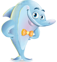 Funny Dolphin Cartoon Vector Character